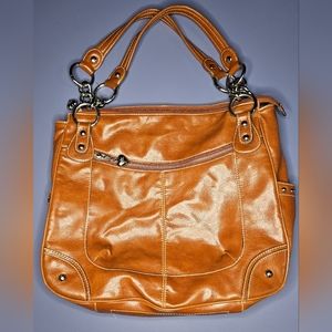 [KATHY VAN ZEELAND] Faux Leather Over the Shoulder Purse《Tan》